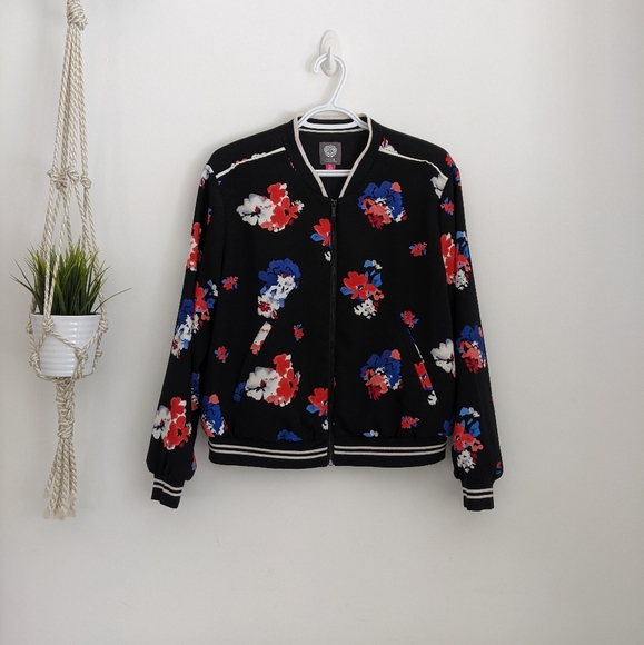 VINCE CAMUTO (Petite) Floral Bomber Jacket, LARGE - Picture 2 of 9